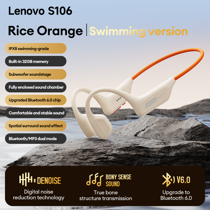Bone Conduction Running Headphones - Słuchawki Lenovo S106 z przewodnictwem kostnym,