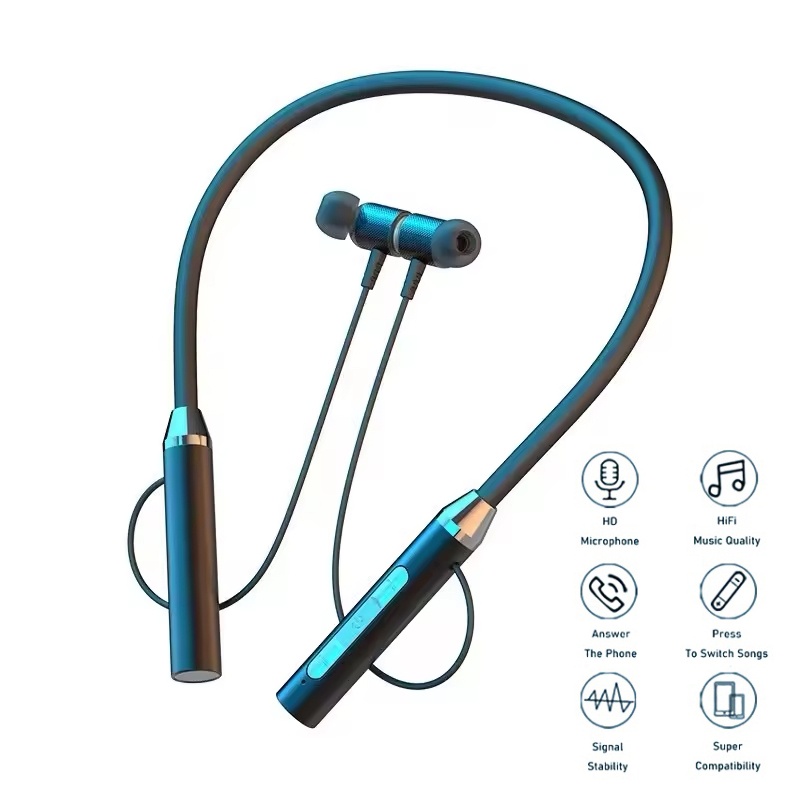 Magnetic Neckband Sports Earphones - Bezprzewodowe słuchawki Bluetooth z pałąkiem na