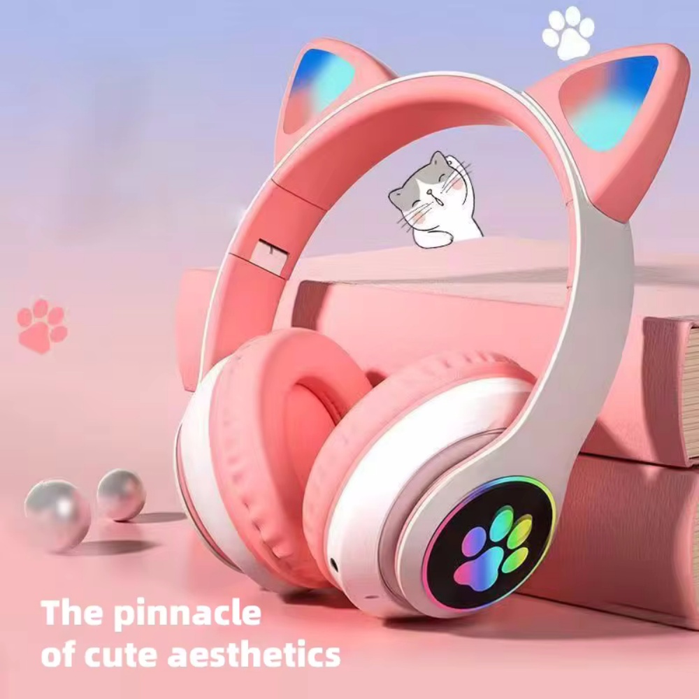 Cat Ear Bluetooth Headset Led - Urocze słuchawki Bluetooth z kocimi uszkami,