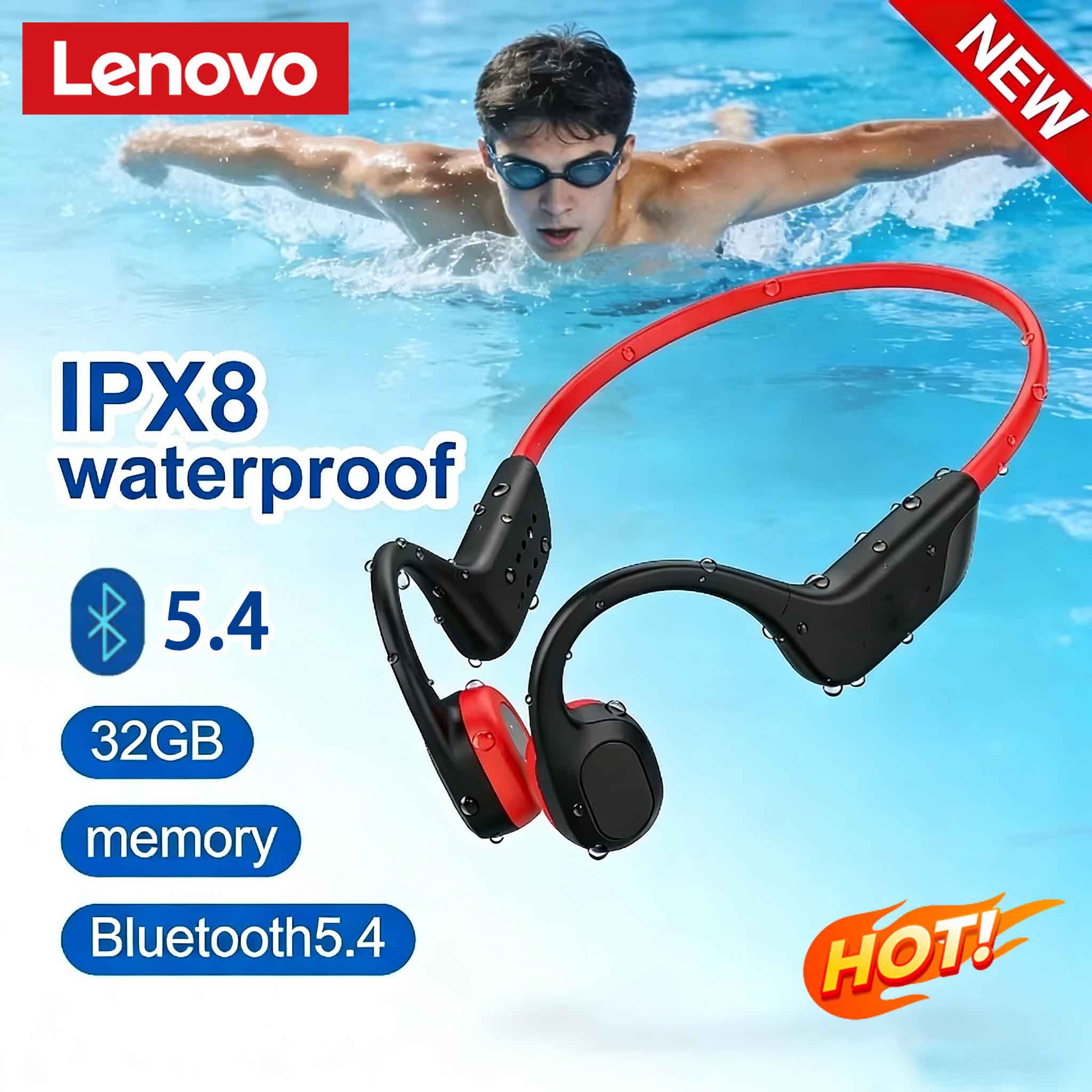 Bone Conduction Running Headphones - Słuchawki Lenovo z przewodnictwem kostnym Bluetooth