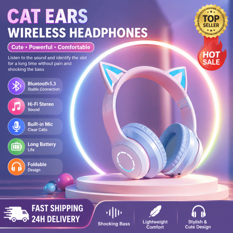 Cat Ear Bluetooth Headset Led - Nowe, najlepiej sprzedające się słuchawki Bluetooth