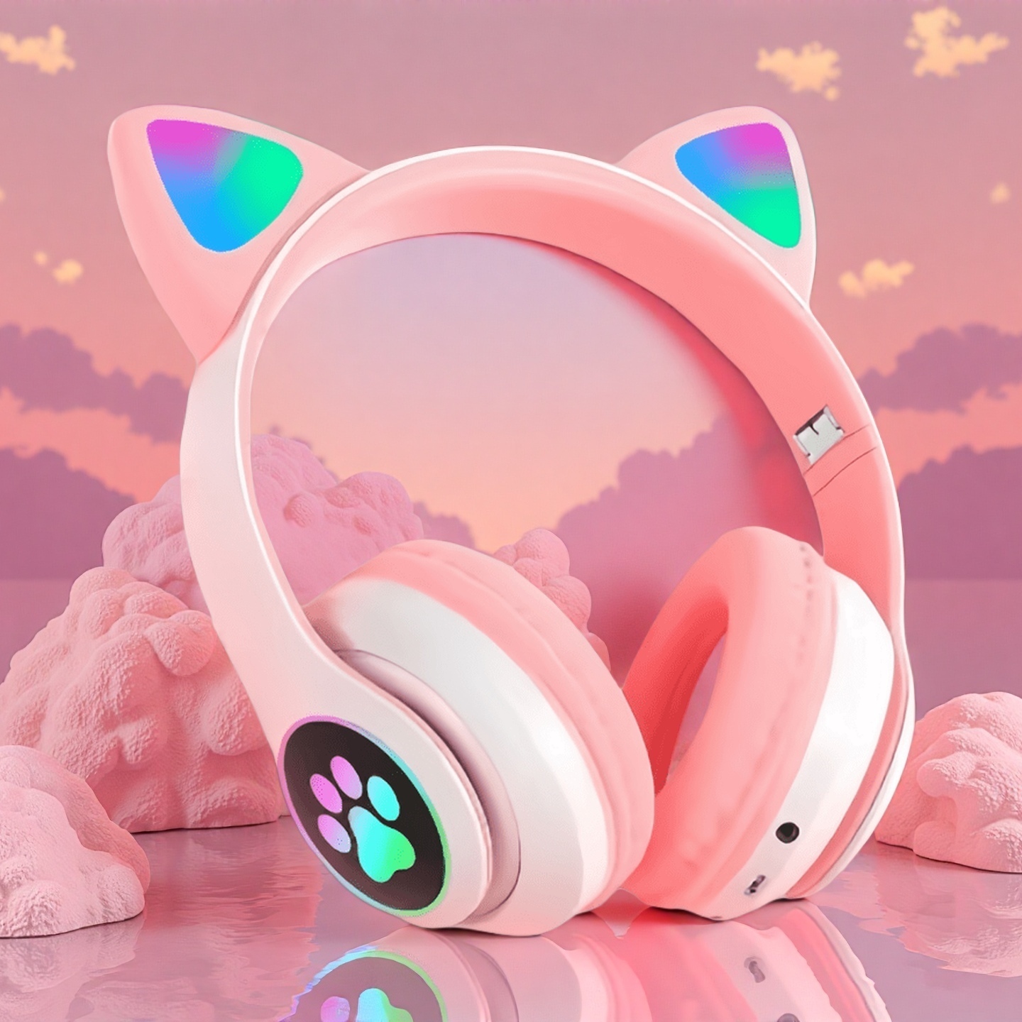 Cat Ear Bluetooth Headset Led - Nowe słuchawki bezprzewodowe z mikrofonem i