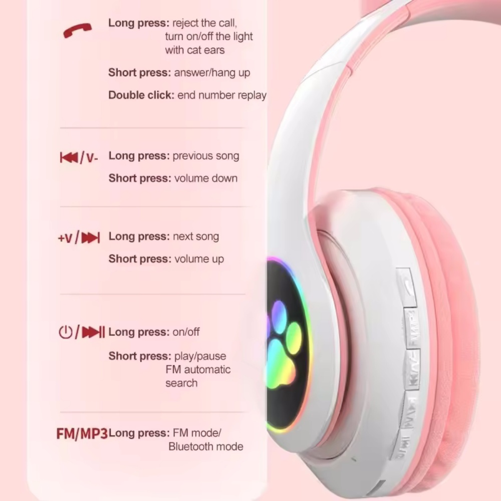 Urocze słuchawki Bluetooth z k – Cat Ear Bluetooth Headset Led recenzja i cena