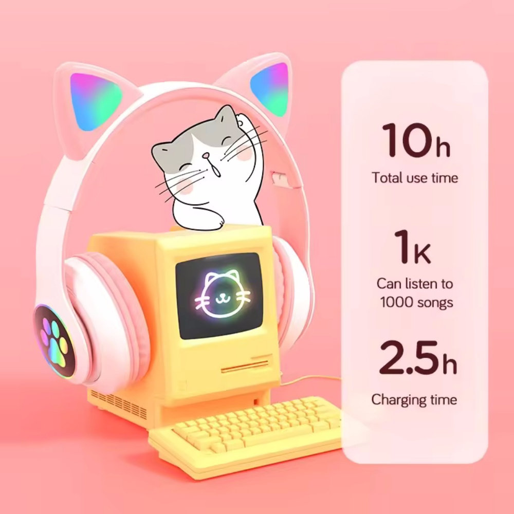 Słodkie bezprzewodowe słuchawk – Cat Ear Bluetooth Headset Led recenzja i cena