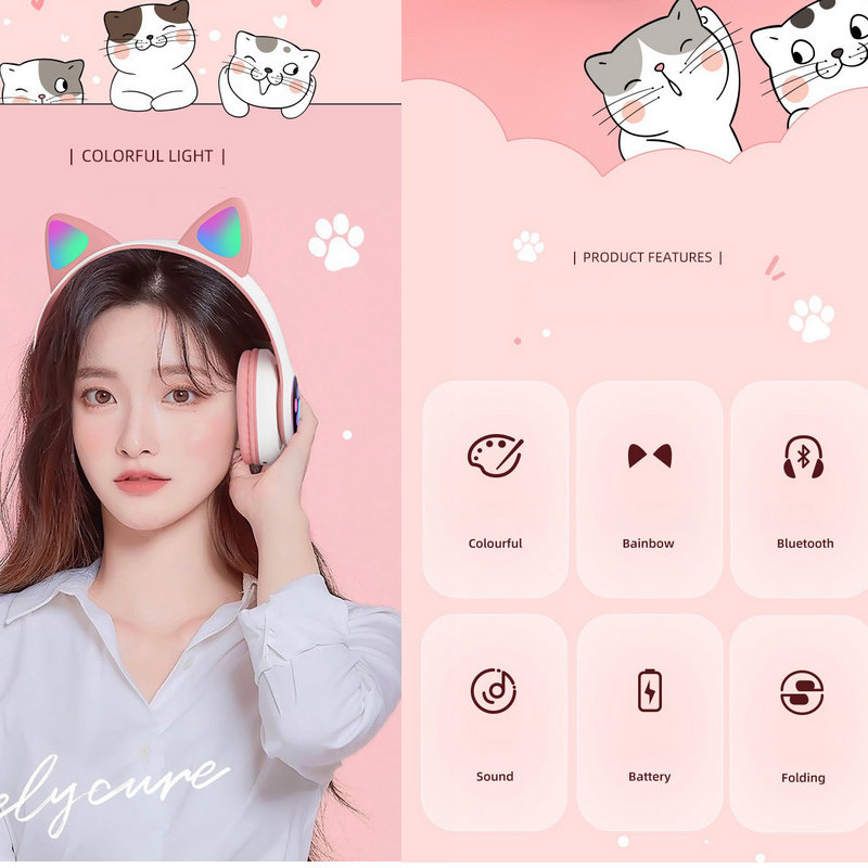 Słuchawki z kocimi uszami Flas – Cat Ear Bluetooth Headset Led recenzja i cena