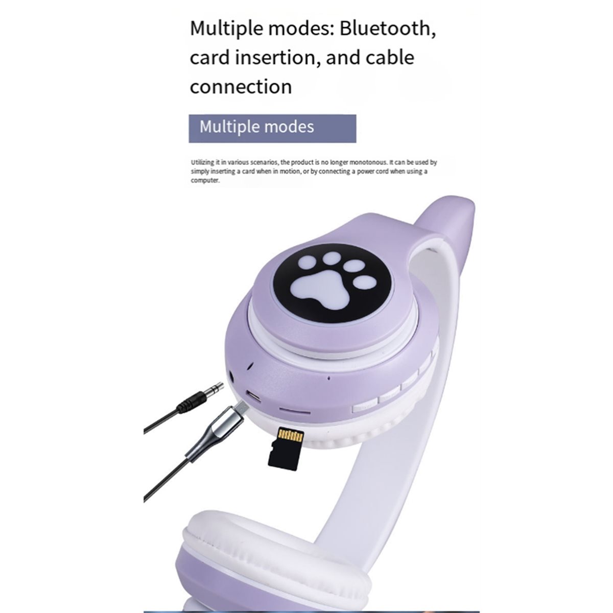 DT75BG Słodkie słuchawki Bluet – Cat Ear Bluetooth Headset Led recenzja i cena